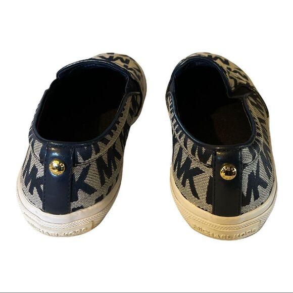 Michael Michael Kors Keaton Slip On Signature Logo Sneakers Navy Blue White 6.5 - Picture 2 of 14